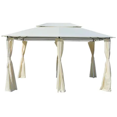 Gossi cort de gradina cu perdele 4 x 3 m, alb