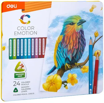 Creioane colorate Deli Color Emotion - EC00225, 24 culori, in tub