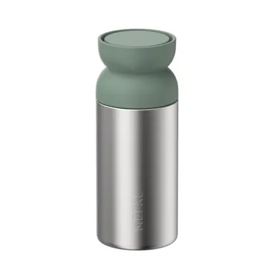 Cană termos argintie/verde salvie din oțel inoxidabil 350 ml Ellipse – Mepal