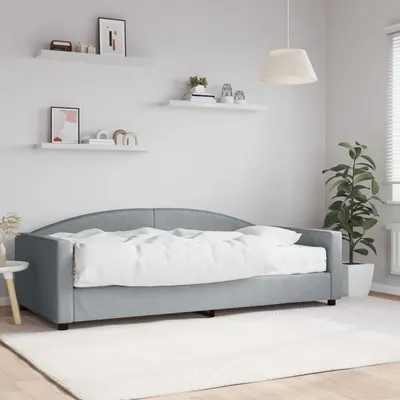 vidaXL Pat de zi cu saltea, gri deschis, 100x200 cm, textil