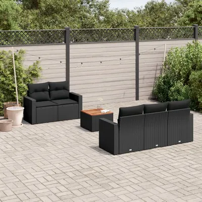 Gossi set mobilier de gradina cu perne, 6 piese, negru, poliratan