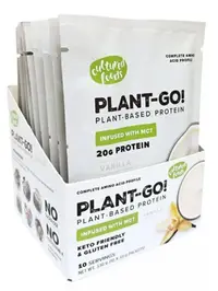 Proteine vegan, cu MCT, fără zahăr, vanilie, 10 x 33 g, Plant-Go!