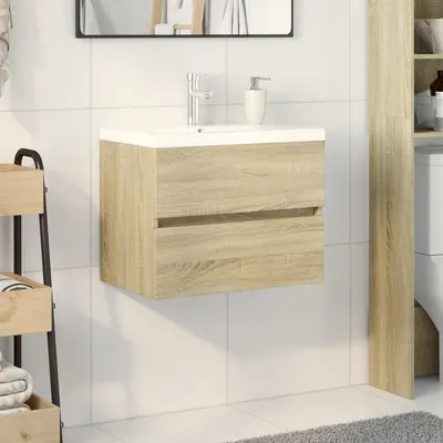Gossi set mobilier de baie, 2 piese, ceramica si lemn prelucrat