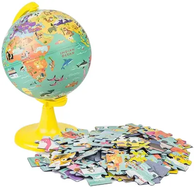 Globe My Wild World - 15 cm, cu un puzzle de 100 de piese