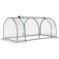 Outsunny Tunel de oțel pentru grădină cu seră și capac din PVC, 200x100x80 cm, transparent și verde | Aosom Romania