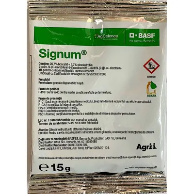 Signum 15 gr, fungicid sistemic, BASF, putregai brun si mumificarea fructelor (cais, piersic, cires, visin, prun), putregai cenusiu si fainare (tomate), alternarioza (morcov, varza), putregai cenusiu (varza, ardei, vinete, praz, capsun) - Default Title