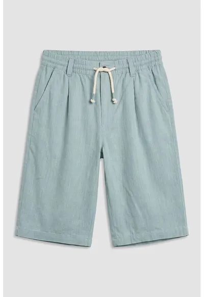 Pantaloni scurti de bumbac cu snururi - Gri cenusiu