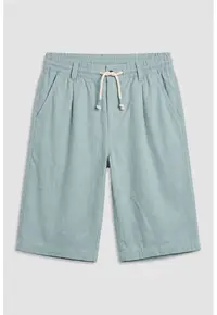 Pantaloni scurti de bumbac cu snururi - Gri cenusiu
