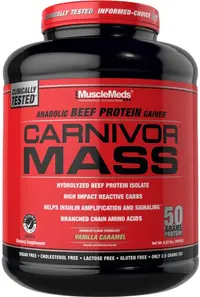Carnivor Mass Beef Gainer, vanilie și caramel, 2724 g, Muscle Meds