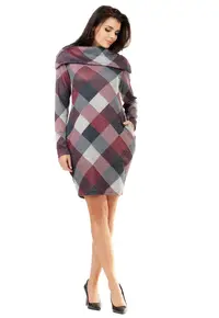 Infinite You Rochie mini dama Gwenervudd M159 burgundy-gri - Visiniu