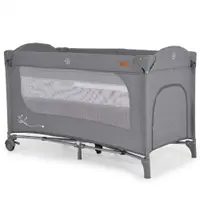 Patut pliabil multifunctional 2in1 Cangaroo SkyGlow Grey cu 2 nivele,roti cu blocare,Usa de acces cu fermoar,laterala cu plasa de ventilatie,pliabil compact,2 inele de sustinere si saltea pliabila incluse