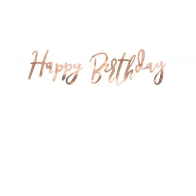 Banner happy birthday rose gold 16.5x62 cm