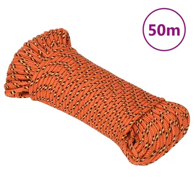 vidaXL Frânghie de barcă, portocaliu, 3 mm, 50 m, polipropilenă