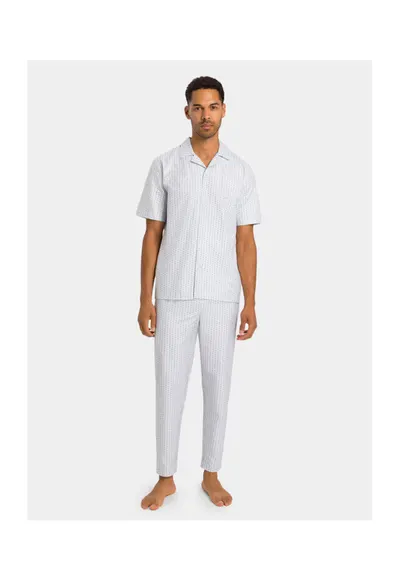 Pijama barbati - 303703417 - Bumbac - Alb - Alb