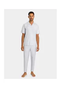 Pijama barbati - 303703417 - Bumbac - Alb - Alb