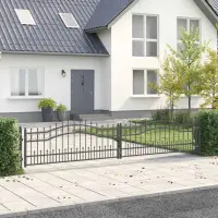 vidaXL Poartă din Gard cu Vârf de Lancă KAMPEN 404 x 75 cm Oțel Blocat