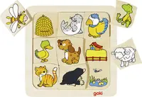 Puzzle din lemn Goki - Cine unde traieste?