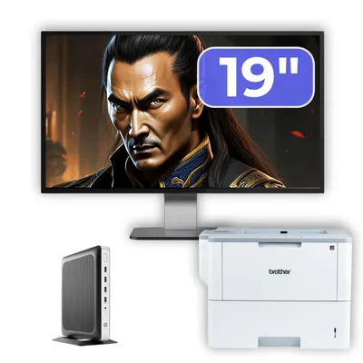 Pachet PC Second Hand HP T630 Thin Client, AMD GX-420GI 2.00GHz, 8GB DDR4, 32GB SSD Flash + Monitor 19" & Imprimanta Brother HL-L6300DW