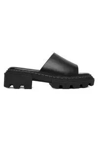 Papuci piele ecologică - Negru