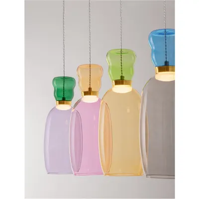 Lampa suspendata PLUMA Nisipiu Auriu Metal Glossy Jasper,Purple,Yellow,Roz,Deschis Verde,Deschis Albastru & Cyan Sticla LED 36W 220-240V 3660Lm 3000K IP20