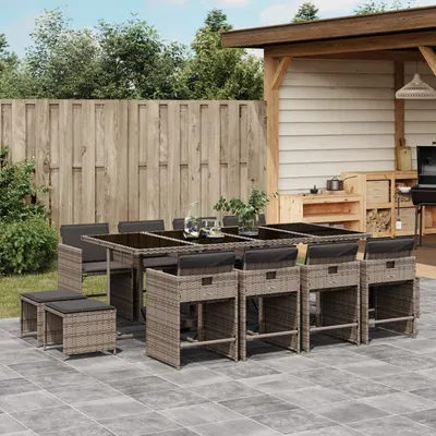 Gossi set mobilier de gradina cu perne, 13 piese, gri, poliratan