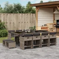 Gossi set mobilier de gradina cu perne, 13 piese, gri, poliratan