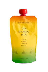 Piure pasteurizat din fructe cu mere mango papaya si banane, 180g, Nutrino Lab