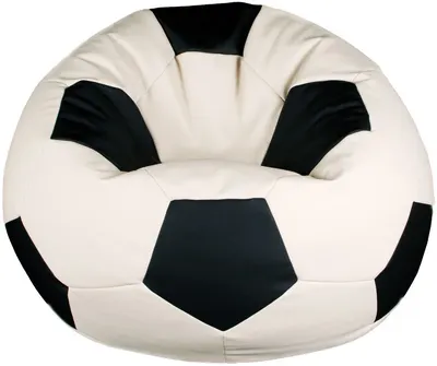 Fotoliu puf Barbaron - Minge de fotbal, alb cu negru