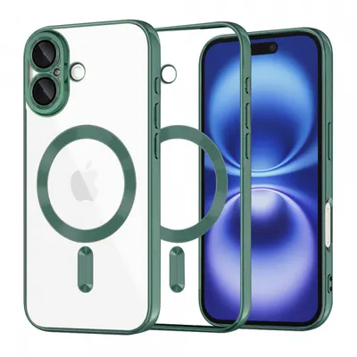 Husa MagSafe pentru Apple iPhone 16, Techsuit, Luxury Crystal, Verde Inchis