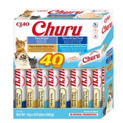 Churu Cat Varieties Recompense Cremoase cu Ton 40 buc
