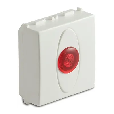 Priza cu lampa lumina rosie de usa, 2 module, 220V, alba
