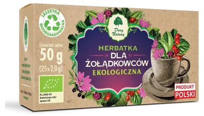 Ceai bio din plante pentru stomac, 25 plicuri, Dary Natury