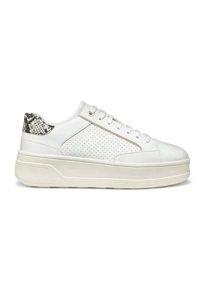 Pantofi sport din piele ecologica cu platforma si model cu perforatii - Alb