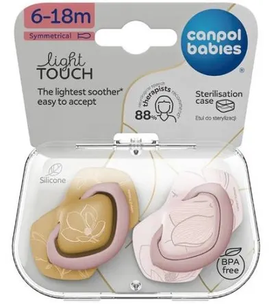 Canpol Suzeta Simetrica Silicon 6-18l X2buc Gold 22/665 Pink