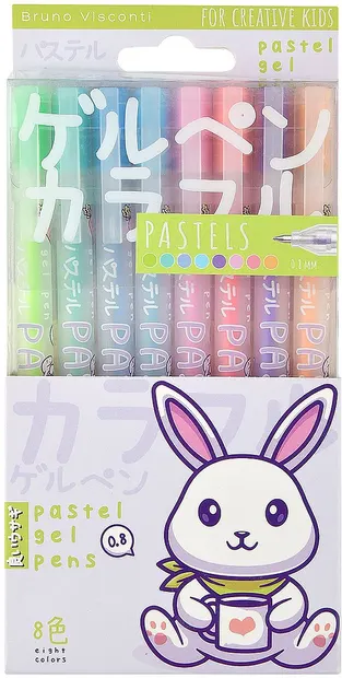 Set de pixuri cu gel Bruno Visconti - Animals, 8 culori pastel