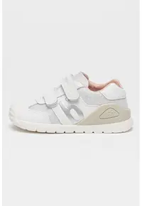 Pantofi sport din material textil cu garnituri de piele - Alb/Argintiu