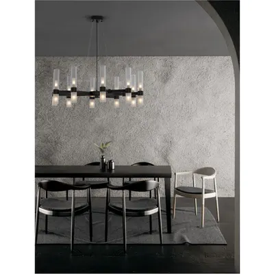 Lampa suspendata CENTURY Mat Negru Metal Clear & Frost Sticla LED G9 20x5 Wat 230V IP20 Fara bec
