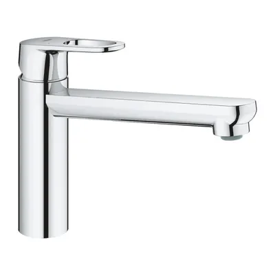 Baterie bucatarie Grohe Bauflow 31688000, 3/8, monocomanda, tip L, pipa medie, cartus ceramic, pivotanta, Argintiu