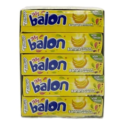Gumă de mestecat Mybalon Tattoo aromă banane 18g, 20 bucăți cutie Engros