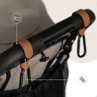 Set 2 carlige universale din piele ecologica maro pentru carucior
