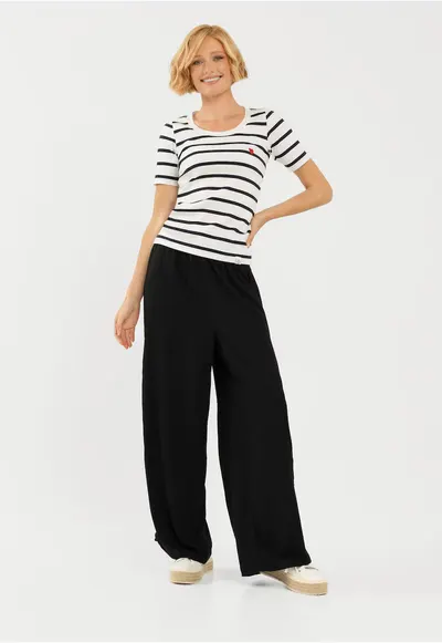 Pantaloni din viscoza pentru femei R-Opi negri