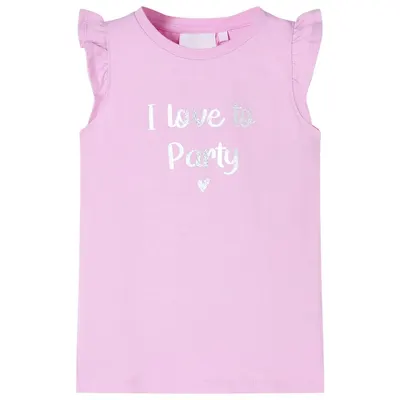Tricou pentru copii cu mâneci cu volane, lila, 128