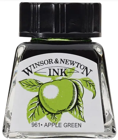 Cerneală de caligrafie Winsor & Newton - Verde, 4 ml