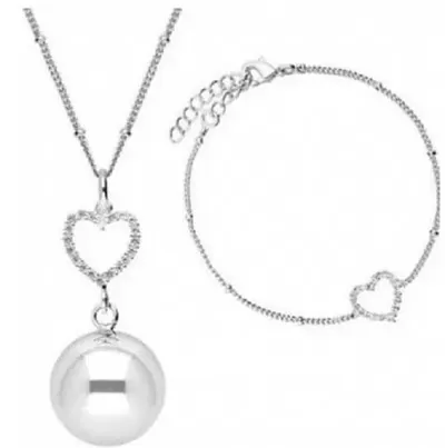 Set medalion și brățară pentru gravide Bola - Silver Heart