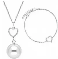 Set medalion și brățară pentru gravide Bola - Silver Heart
