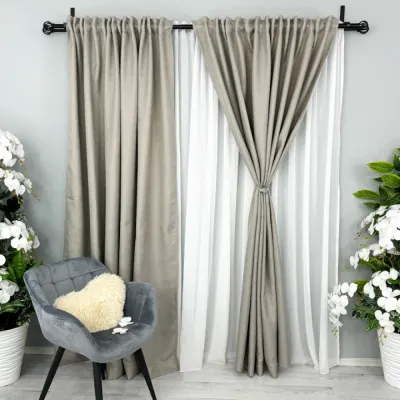 Set 2 Draperii HoReCa TEXTURATA tip IN , Grej, 2m latime x 232cm inaltime x rejansa pt bara
