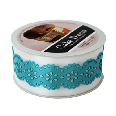 Bandă decorativă Cake Dress pentru torturi și prăjituri, 4.5cm x 15m, model dantelat, Splendor turcoise