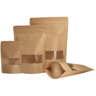 Pungi din Hartie cu Fereastra Zip Lock 135*220 (100 Buc/set)