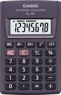 Calculator de birou Casio - HL-4A, buzunar,Afisaj cu 8 cifre, negru