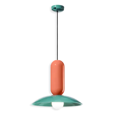 Lustra, lampa suspendata DECO PAU FINISH TUP - TURCHESE+ARANCIO POKÈ C2630